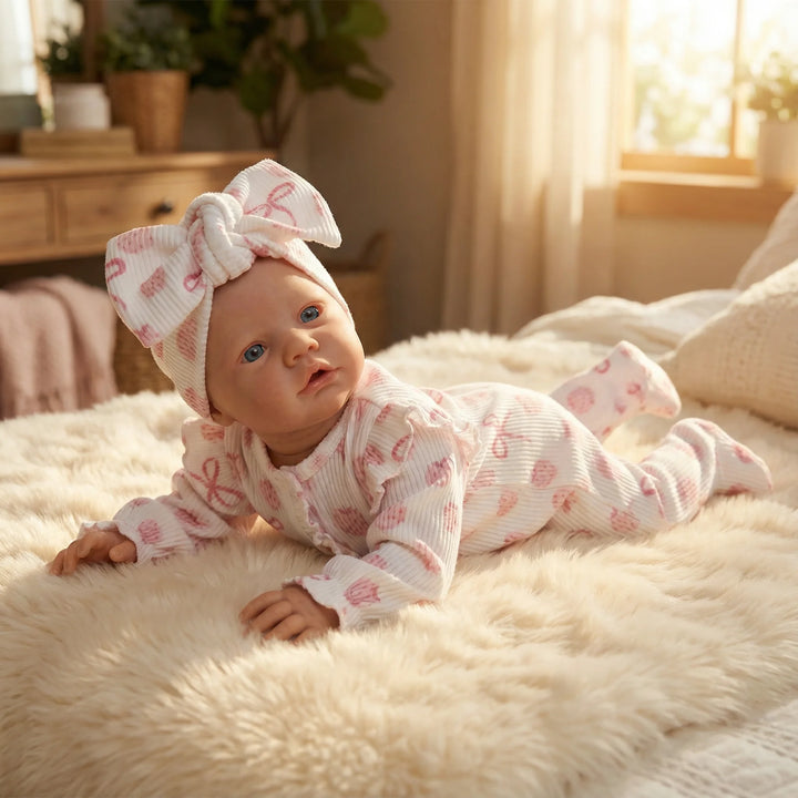NPK 19inch Primrose Awake Reborn Baby Doll with Painted Hair Lifelike Soft Touch Art Doll Collectible