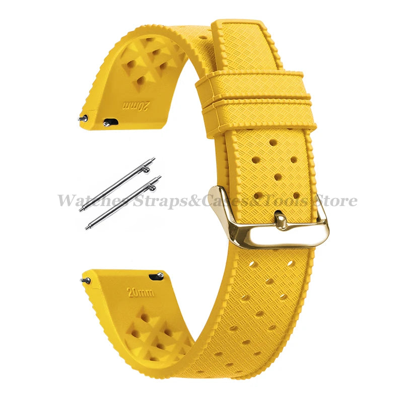 Tropical Silicone Watch Band Quick Release Strap 18mm 20mm 22mm for Oris for Seiko for Citizen Rubber Tropic Smart Watch Straps