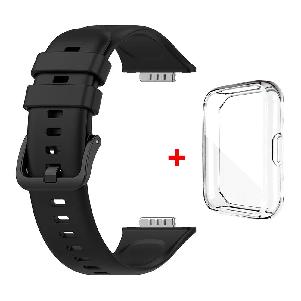 Silicone Strap with Transparent TPU Case for Huawei Watch Fit 2