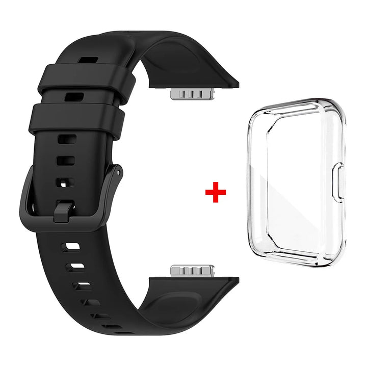 Silicone Strap with Transparent TPU Case for Huawei Watch Fit 2