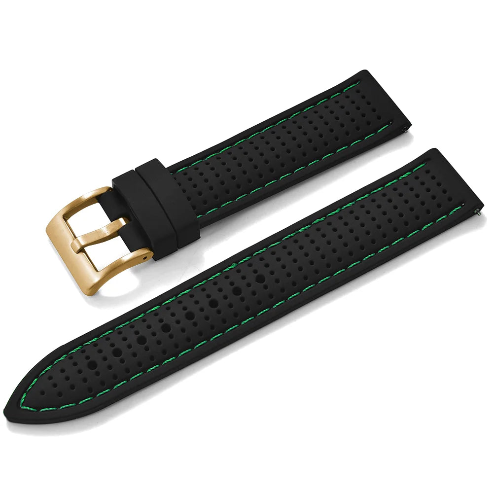 JUELONG Premium Porous Design Soft Rubber Watch Strap Perfect Fit Flat End Universal Quick Release Watch Strap 18mm 20mm 22mm