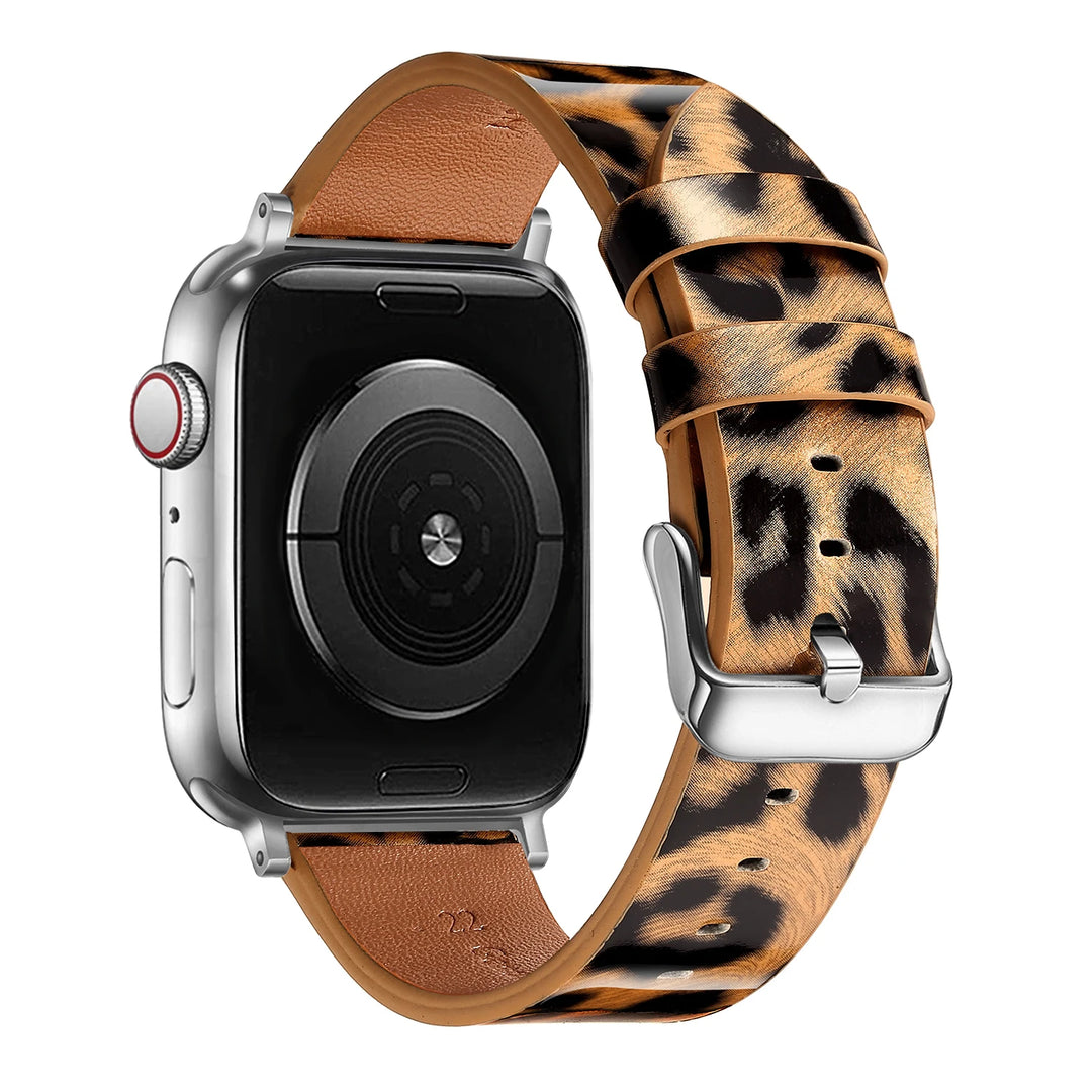 Leopard Leather Apple Watch Band for Women 38–49mm