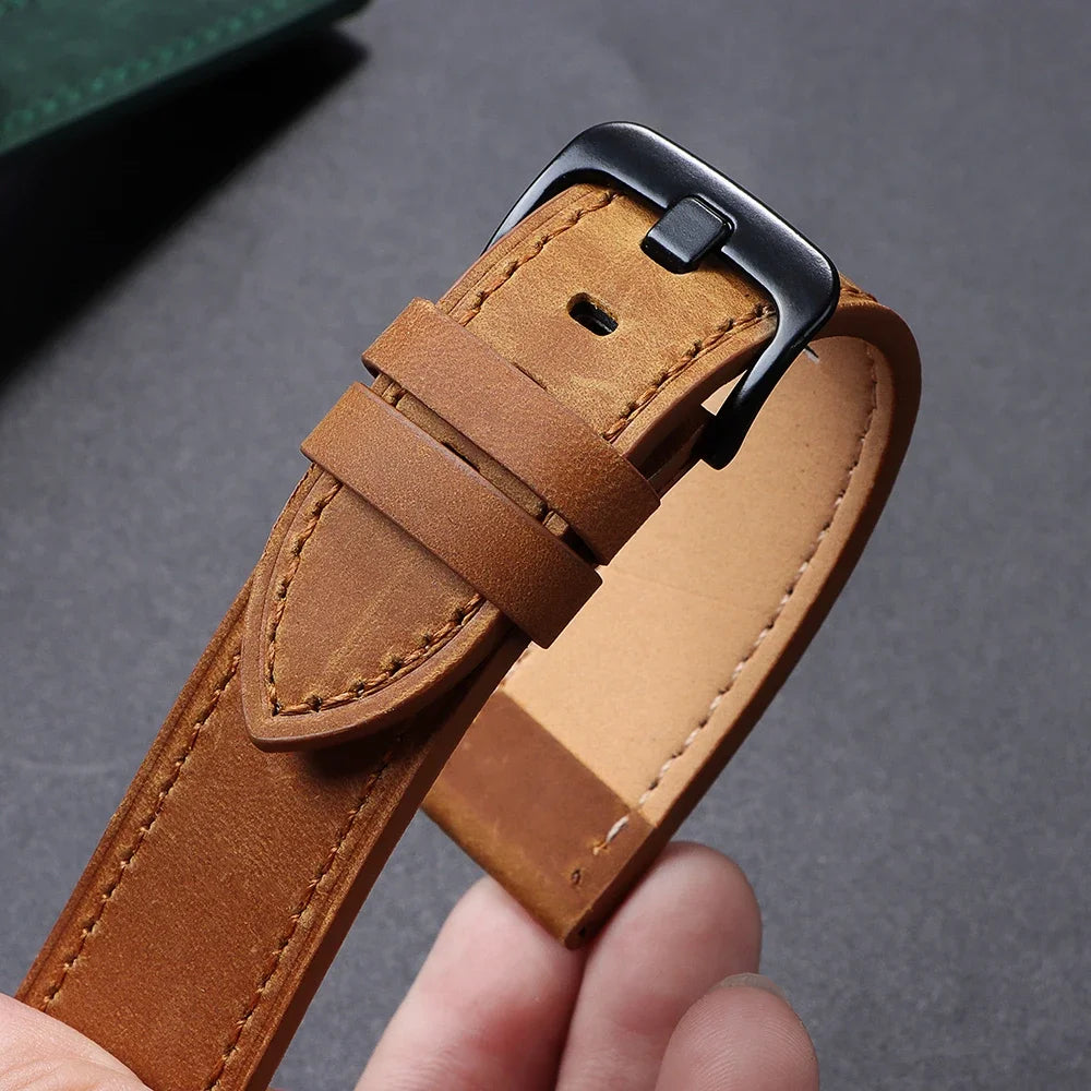 Calfskin Genuine Leather Watchbands Black Blue Watch Band 18mm 20mm 22mm 24mm Smartwatch Strap Dark Brown Watches Accessories