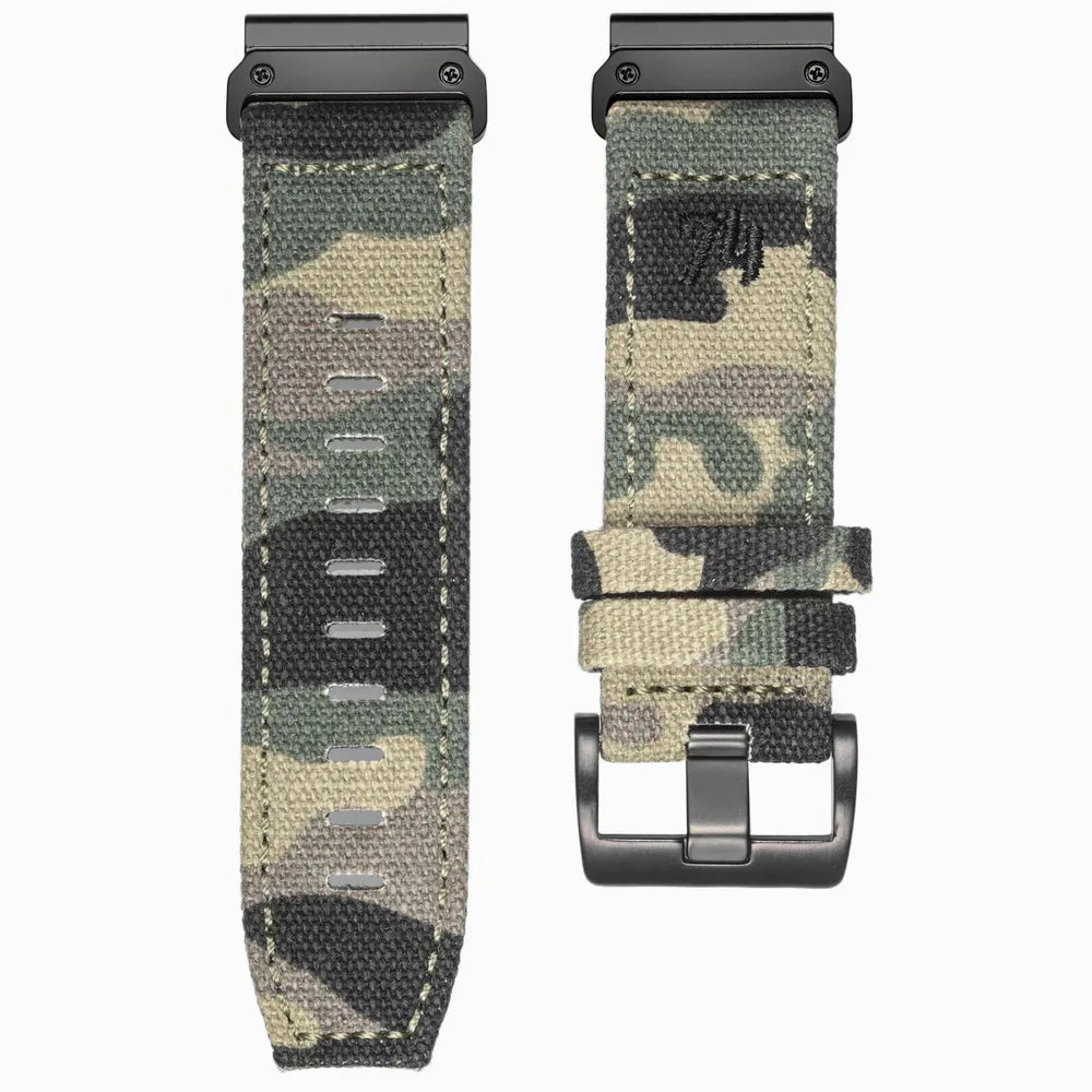 HEMSUT Canvas QuickFit Watch Strap – 20/22/26mm for Garmin fēnix, Tactix, Forerunner, MARQ