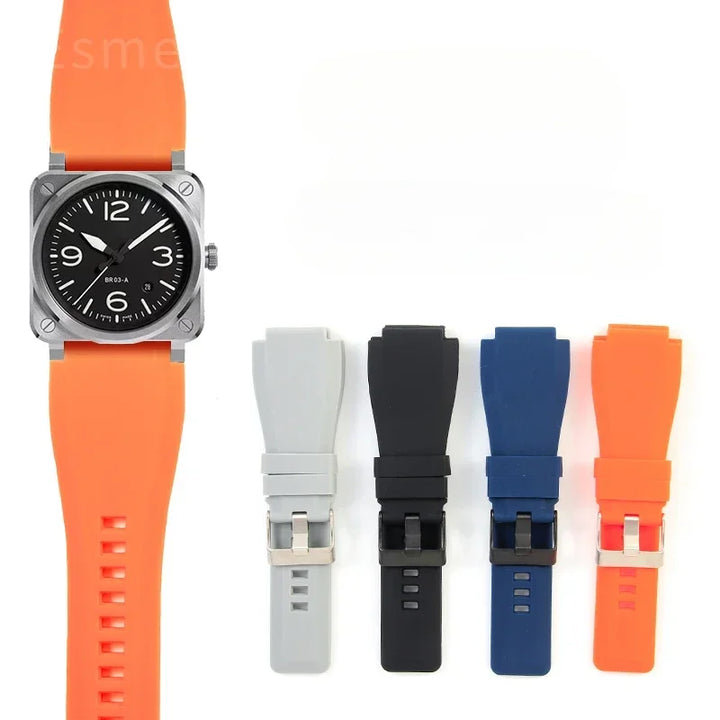 Bell & Ross BR01/BR03 Silicone Watch Strap – 24mm, Waterproof & Breathable