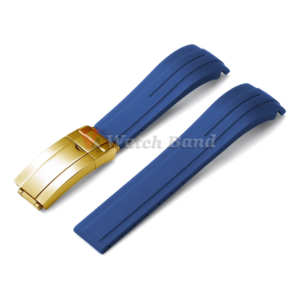 Curved End Rubber Watch Strap 20mm 21mm 22mm for Rolex for Water Ghost Waterproof Silicone Wrist Band Folding Buckle Bracelet