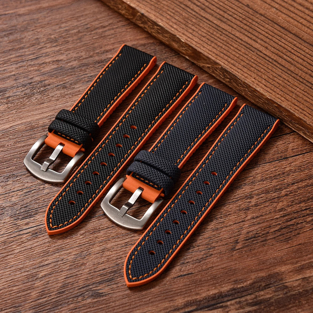 Premium Grade Hybrid FKM Nylon Watch Strap 18mm 20mm 22mm 24mm Fluoro Rubber Watchbands For Each Brand Diving Watches