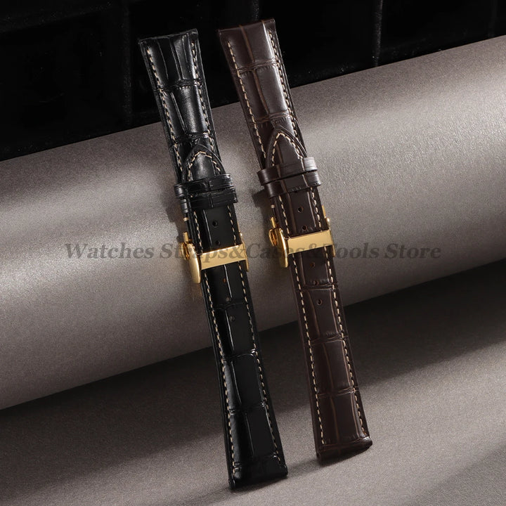 18mm 19mm 20mm 21mm 22mm Cowhide Leather Watch Strap for Longines Watch Bracelet Universal Butterfly Clasp Wristband Replacement
