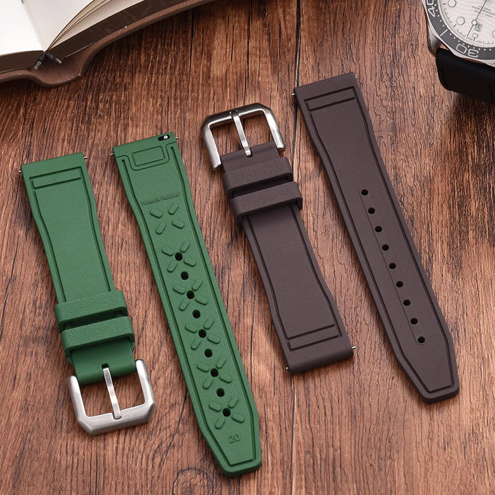 Premium Grade Fluororubber FKM 20mm 21mm 22mm Watch Strap Diving Waterproof Quick Release Watchbands
