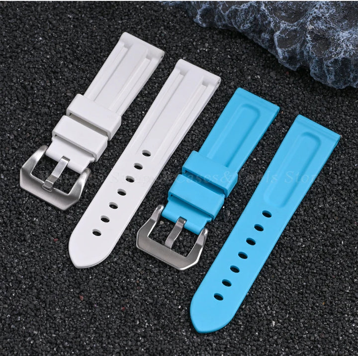 FKM Fluororubber Strap Watchband For Panerai 111 386 441 22mm 24mm Bracelet for Seiko for Tissot Men's Waterproof High Quality