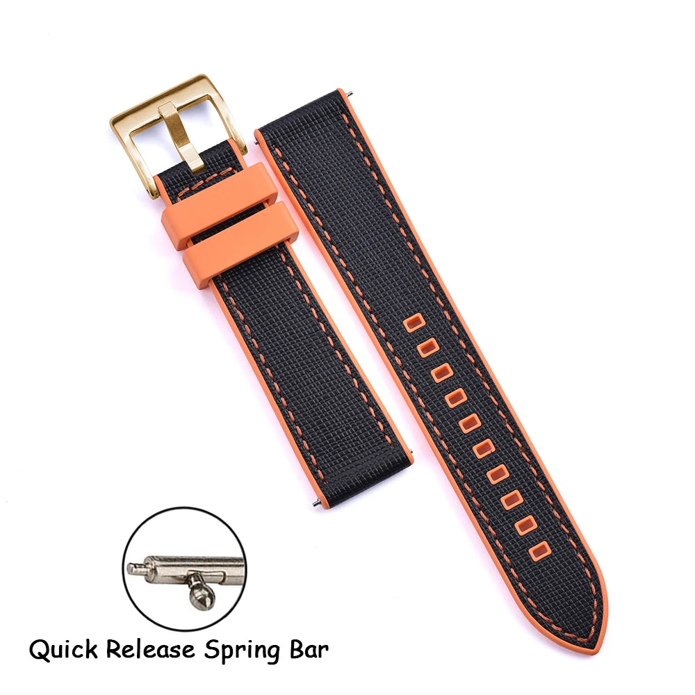 FKM Rubber Strap 20mm22mm Leather Qucik Release Watch Band Universal Women Men Watch Accessories for Omega Seiko Sports Bracelet
