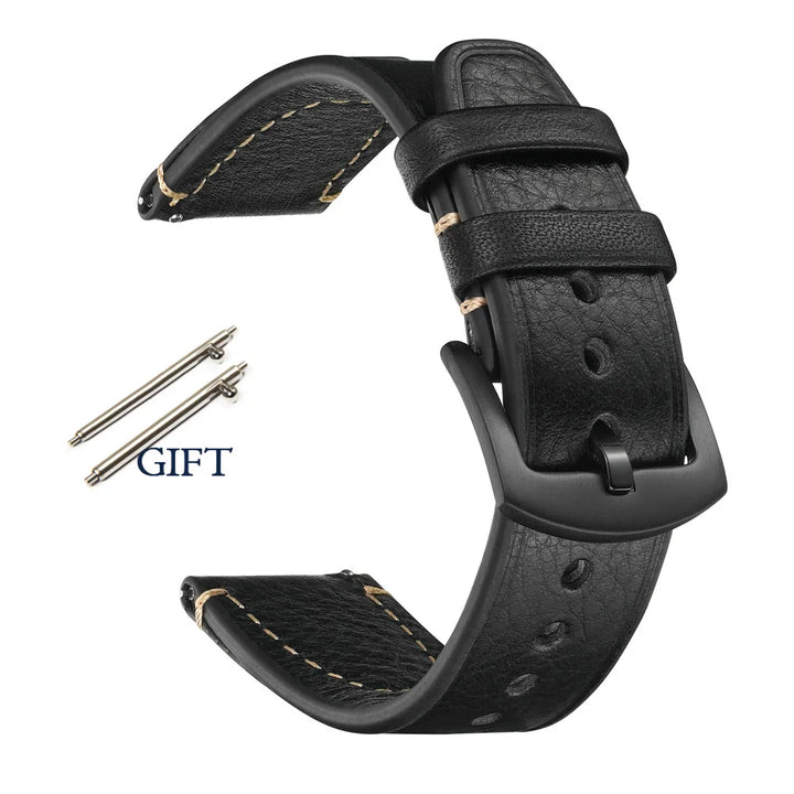 Retro Genuine Leather Watch Strap – 18-22mm for Seiko SNXS79 & Rolex Oyster