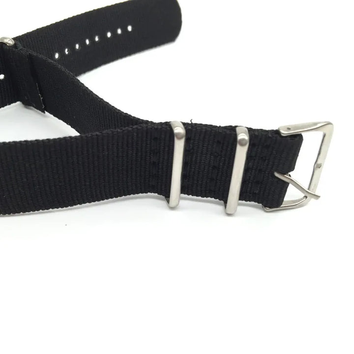 Black Woven Nylon Watch Strap 16–24mm Military Style