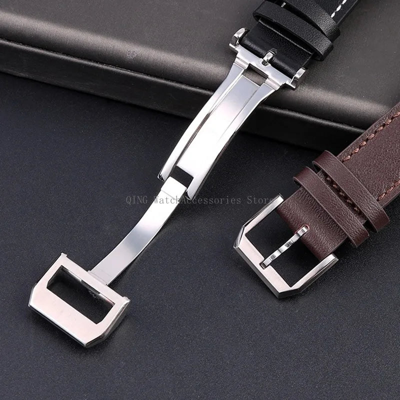 Genuine Cowhide Leather Strap for IWC Pilot – 20/21/22mm, Folding Buckle