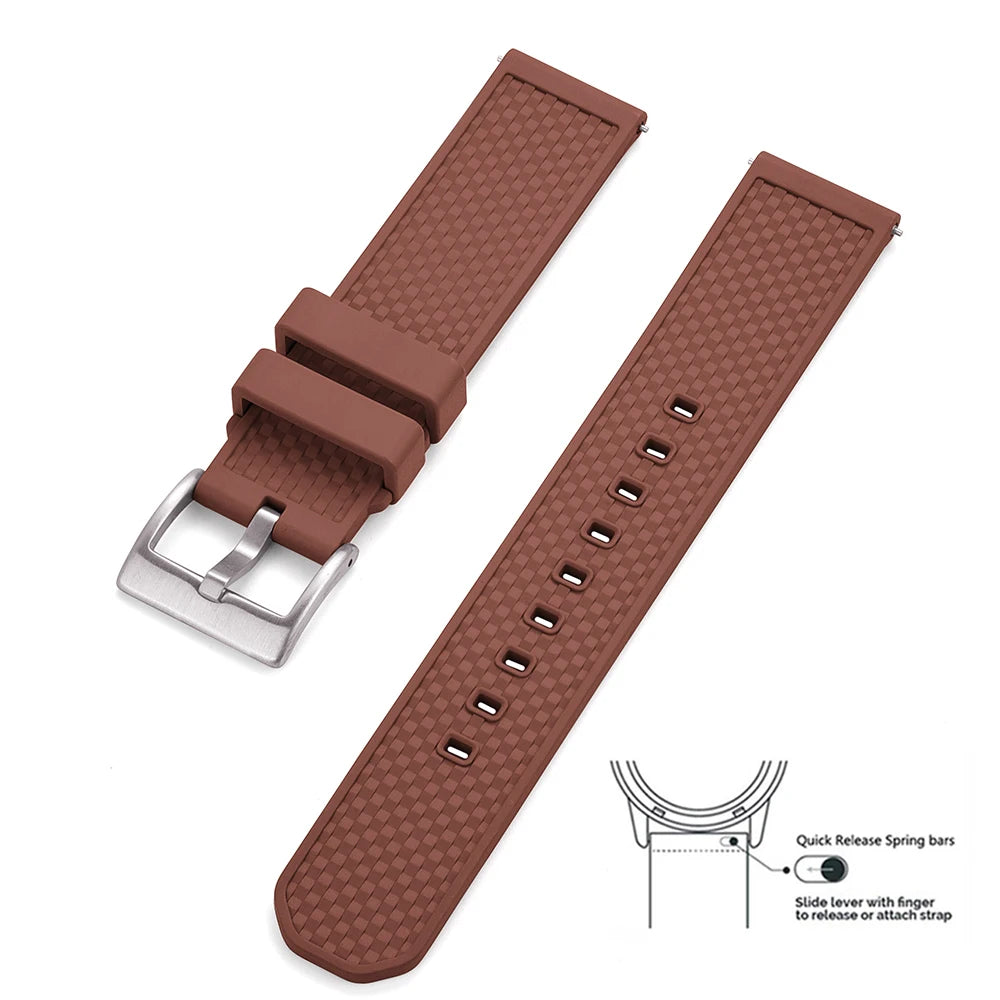 Premium Grade FPM/FKM Watch Strap 18mm 20mm 22mm New Design Fluoro Rubber Watchbands Quick Release For Each Brand Smart Watches