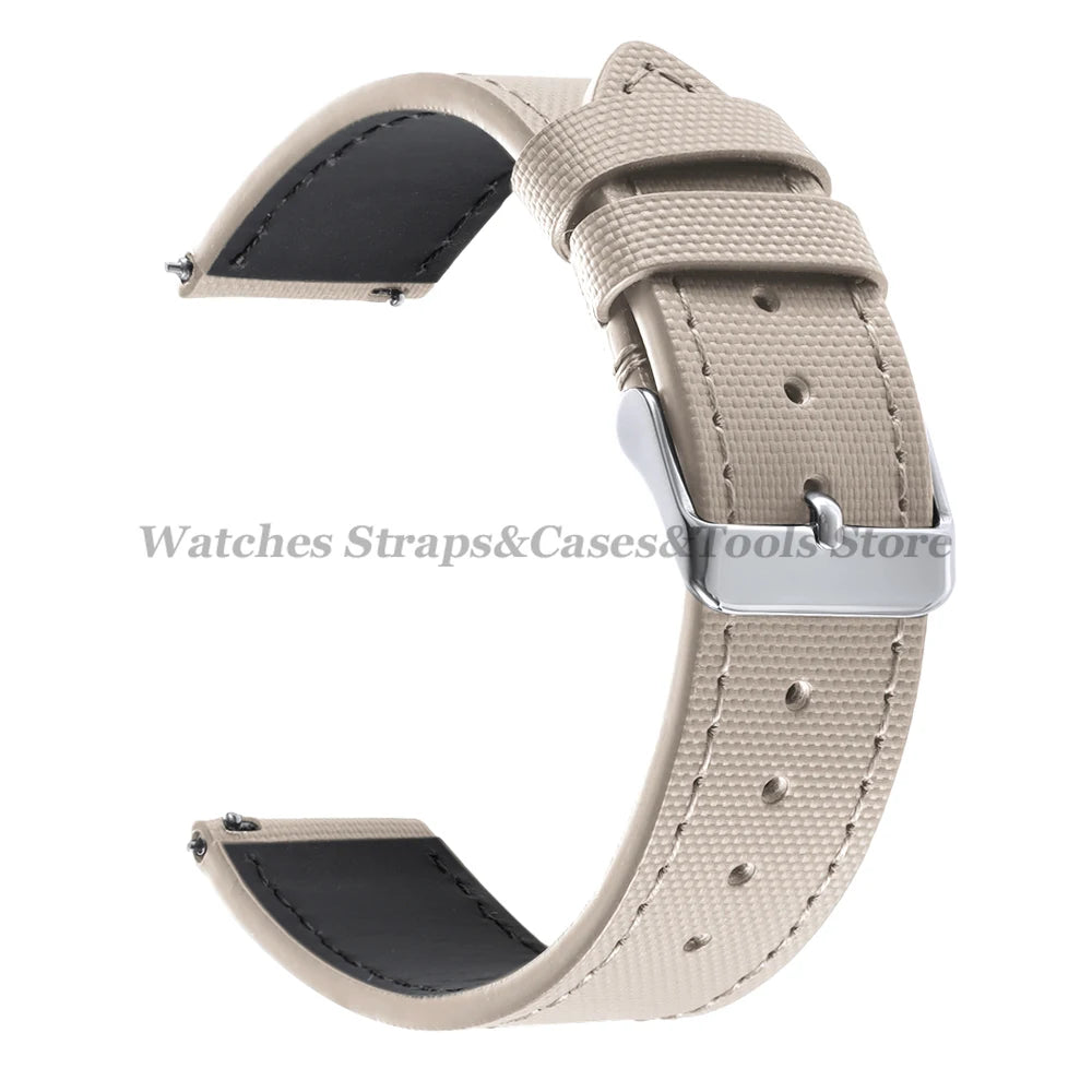 20mm 22mm Sailcloth Nylon Watchband for Samsung Galaxy Watch8/7/6/5 Watch Men Women Quick Release Leather Waterproof Watch Strap