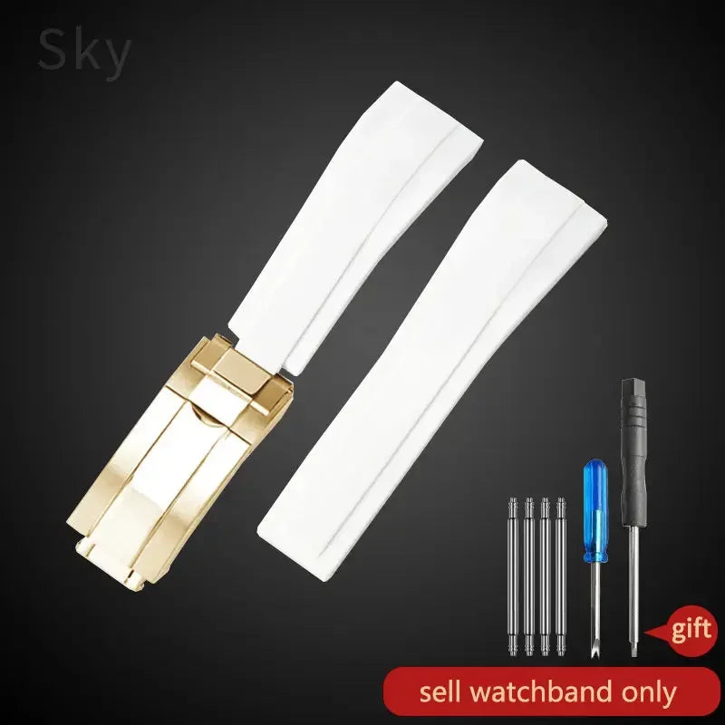 Rubber Watch Strap with Stainless Steel Butterfly Buckle for Rolex