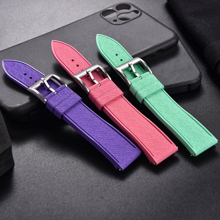 Premium Grade Mosaic FKM Rubber Watch Strap 20mm 22mm Quick Release Watch Bands Diving Waterproof Soft Wristband