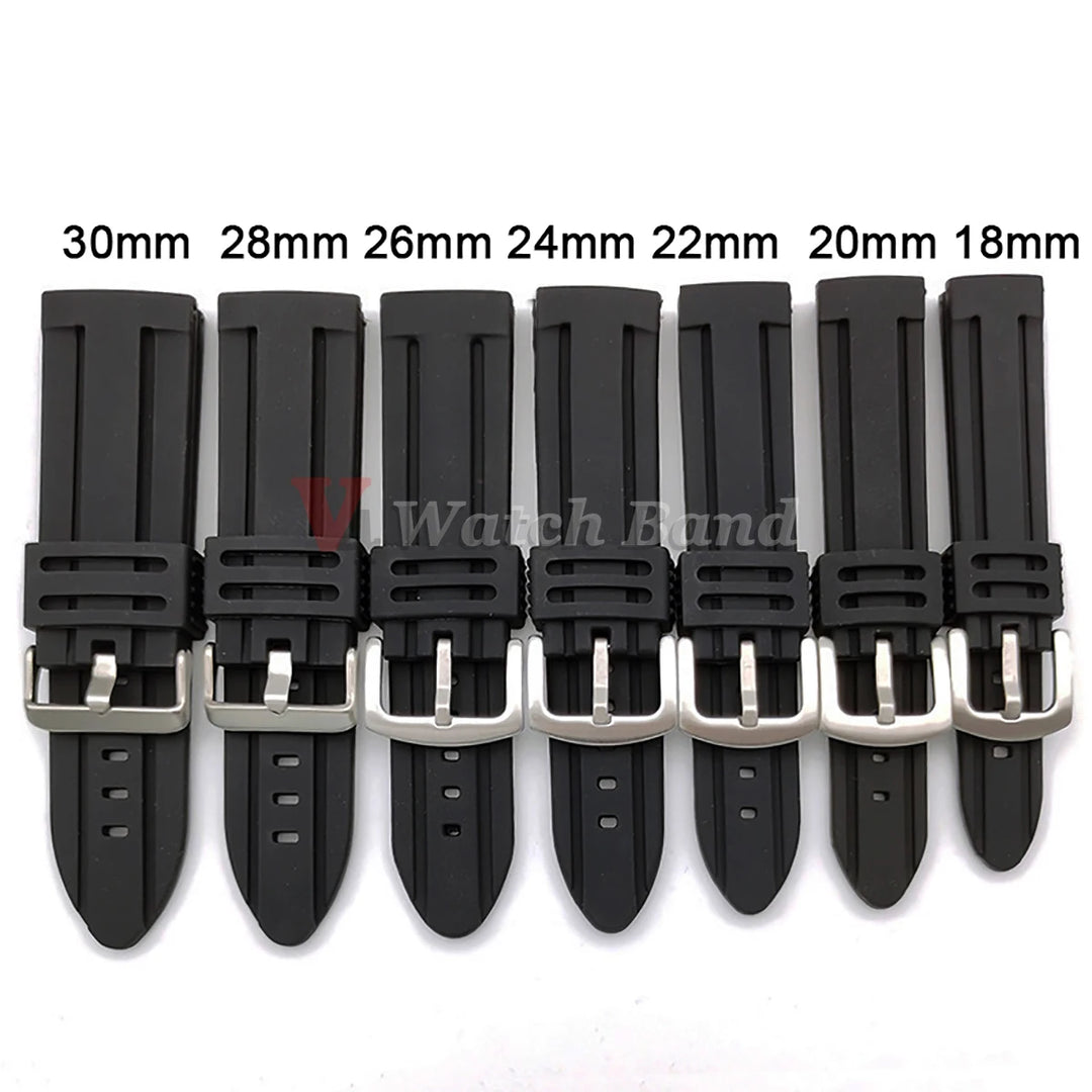 30mm 28mm 26mm 24mm Rubber Watch Strap 18mm 20mm 22mm Men's Sport Watchband Soft Diving Waterproof Silicone Wrist Belt Bracelet