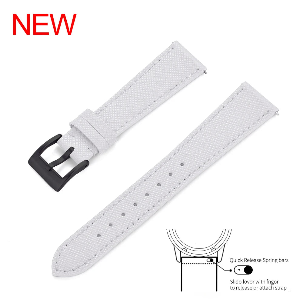 Premium Grade Quick Release Vintage Stitched Leather Watch Strap Saffiano Leather Watchbands 18mm 19mm 20mm 21mm 22mm 23mm 24mm