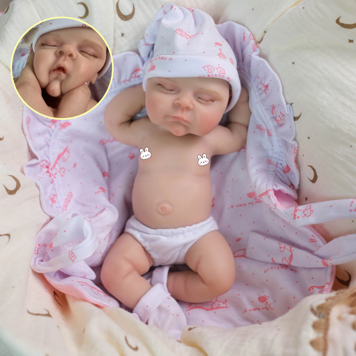 12″ Peach Mini Silicone Reborn Girl Doll