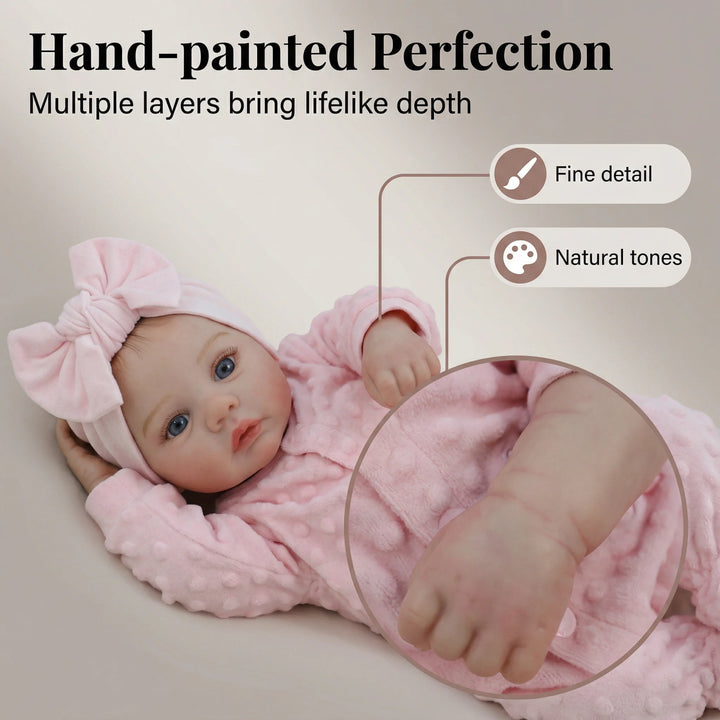 NPK Reborn Baby Doll Meadow 18-inch Collectible Art Doll Handmade Soft Body 3D Skin Visible Veins Festival Gift
