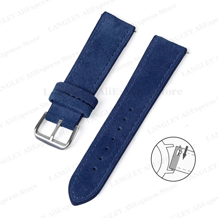 Vintage Suede Leather Watch Strap – 18/20/22mm, Quick Release