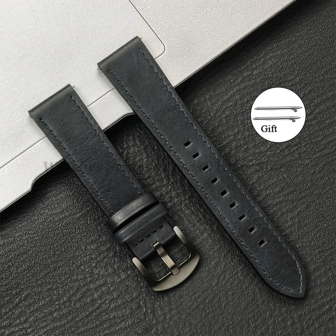 Leather Strap for Samsung Galaxy & Huawei Watches – Vintage Brown (20/22mm)