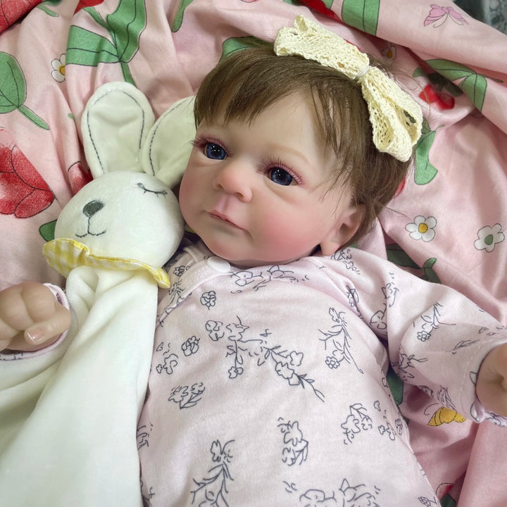 45 cm Felicia Reborn Baby Doll – Realistic Vinyl with Hand‑Rooted Hair & Open Blue Eyes