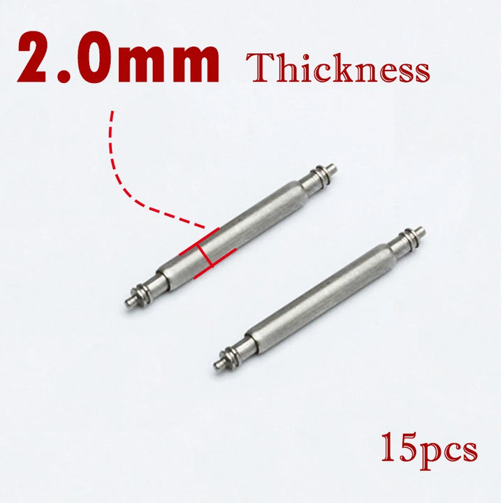 15pcs Watch Band Spring Bar Pins 2.0mm Stainless Steel