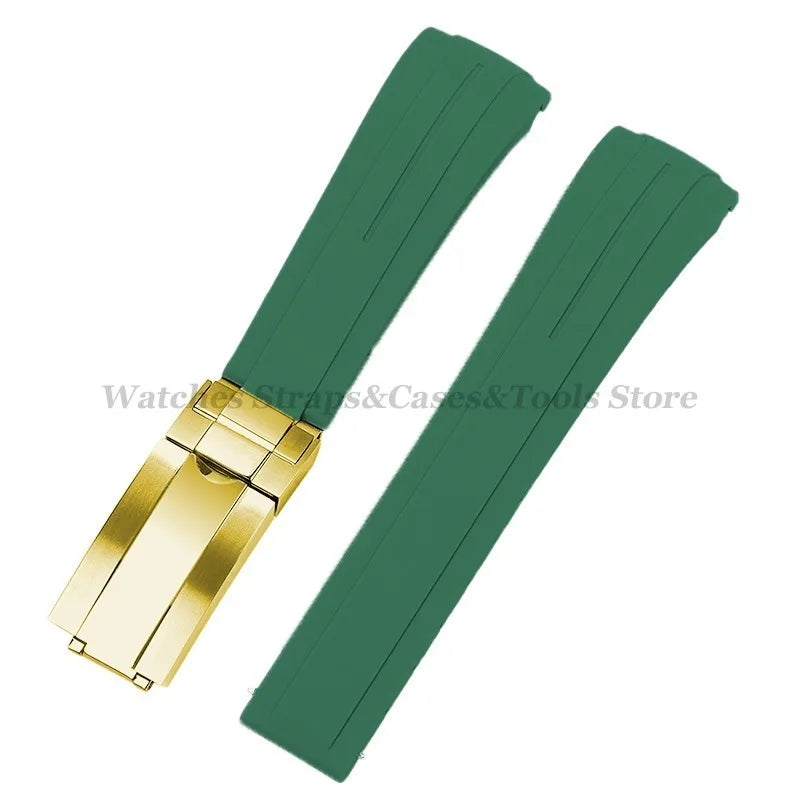 Curved Rubber Watch Strap for Rolex Daytona/Submariner – 20–22mm, Silicone