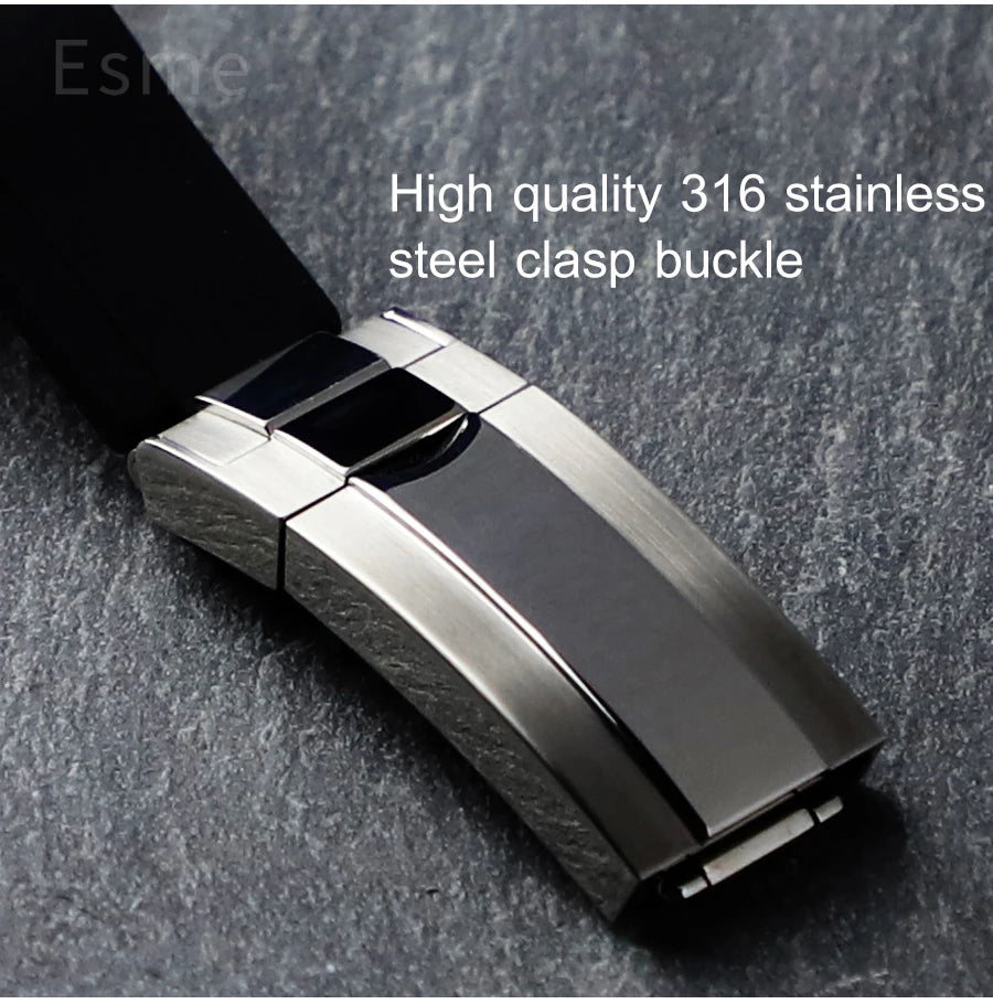 Flat Interface Silicone Watch Strap 20mm for Rolex Daytona & GMT 2