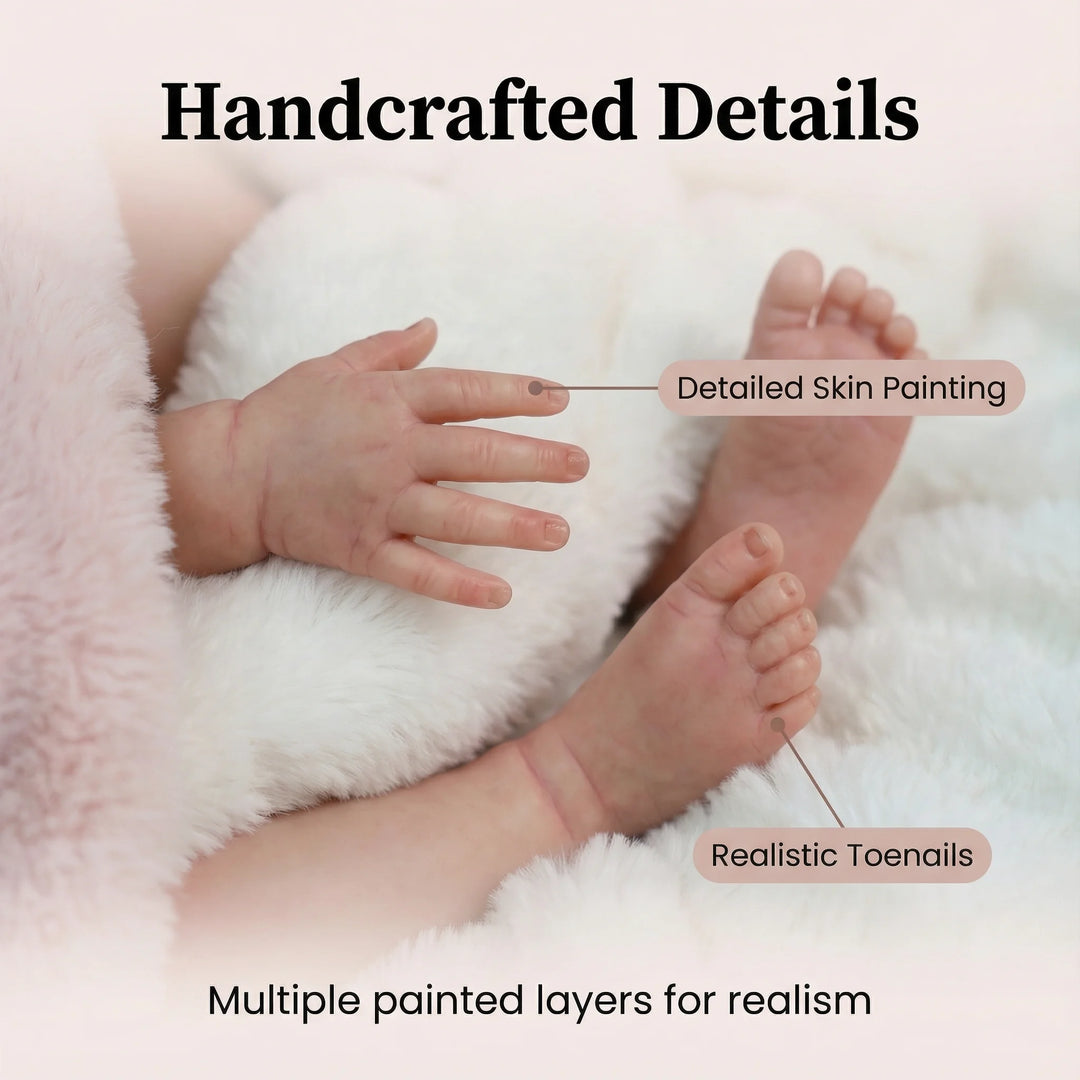 NPK 19inch Primrose Reborn Baby Doll Asleep Painted Hair Realistic 3D Skin Multiple Layers Hand-Painted Touch Doll Collectible