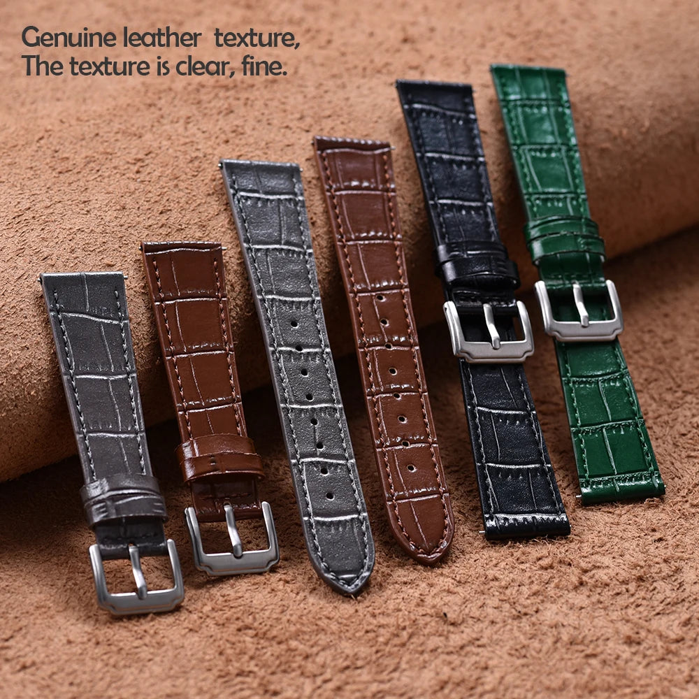 16/18/19/20/21/22mm Quality Leather Watch Bands Slub Pattern Leather Strap Universal Watchbands Accessories for Men Women Bands