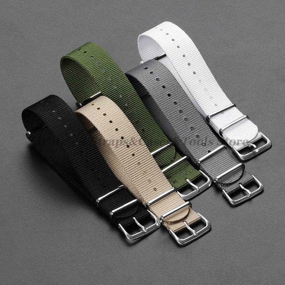 Nylon Army Sport Strap (18–22mm) – Black & Green