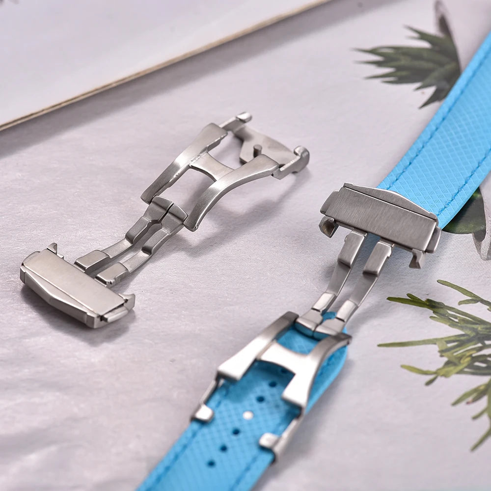 Steel Brush Deployment Clasp For Omega 18mm 20mm 22mm Stainless Steel Buckle Leather Rubber Watchband Clasp Metal Folding Buckle