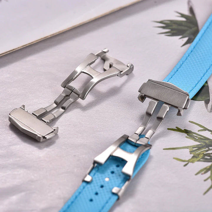 Steel Brush Deployment Clasp For Omega 18mm 20mm 22mm Stainless Steel Buckle Leather Rubber Watchband Clasp Metal Folding Buckle