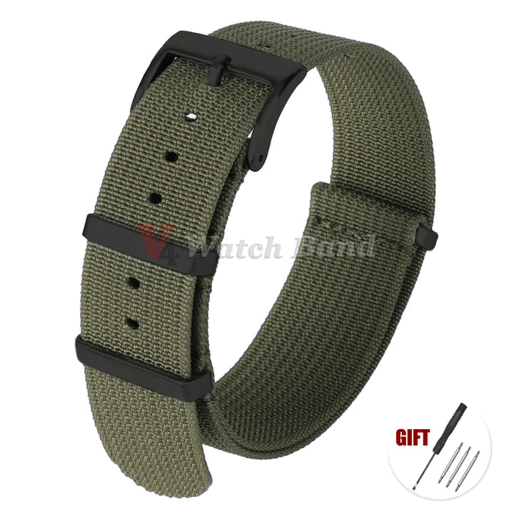 Universal Fabric Nylon Watch Strap with Black Buckle (20/22mm)