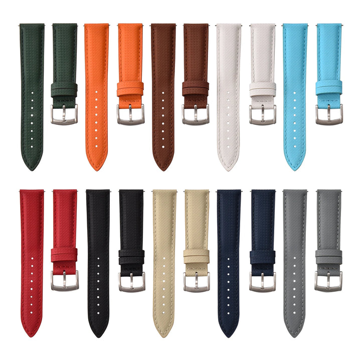 FKM Rubber Leather Watch Band 18/19/20/22mm Quick Release Sailcloth Leather Strap Butterfly Buckle Band For Omega Seiko Cartier