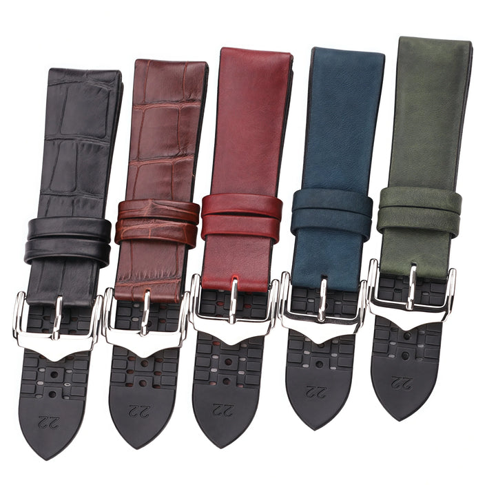 Genuine Leather Watchband Men Women Rubber Silicone Waterproof Breathable Watch Band Strap Buckle Clock Accessories 18 20 22mm