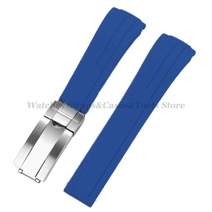 Curved Rubber Watch Strap for Rolex Daytona/Submariner – 20–22mm, Silicone