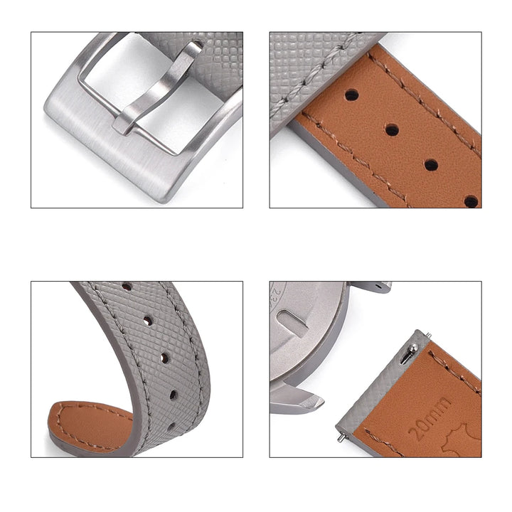Premium Grade Quick Release Vintage Stitched Leather Watch Strap Saffiano Leather Watchbands 18mm 19mm 20mm 21mm 22mm 23mm 24mm