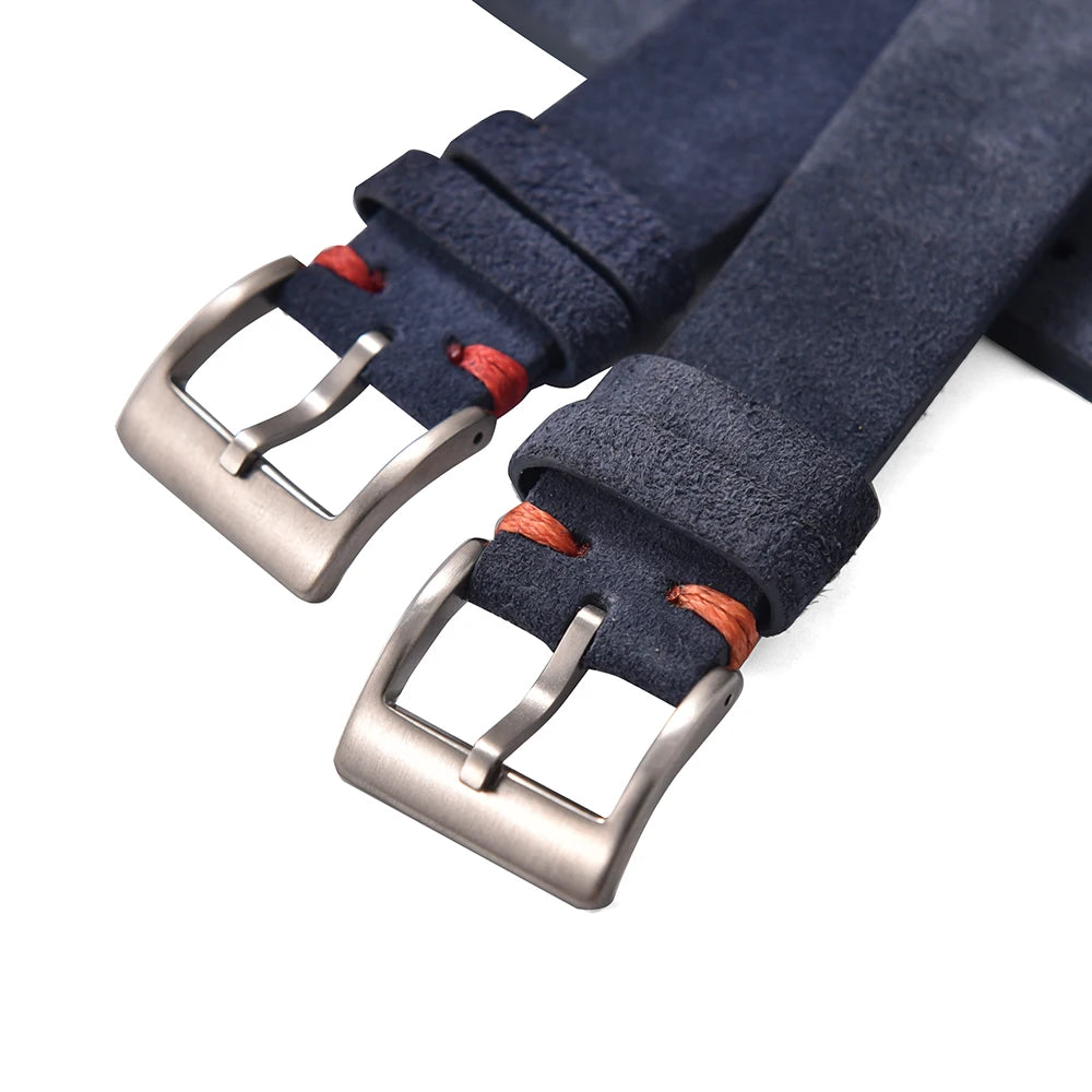 Vintage Suede Leather Quick Release Watch Strap – 20/22mm Brown/Grey