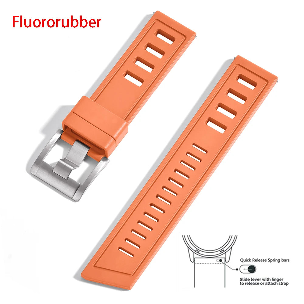 New Design SOFO Fluororubber FKM Watch Strap 20mm 22mm Waterproof Quick Release Watchbands For Each Brand Diving Watches
