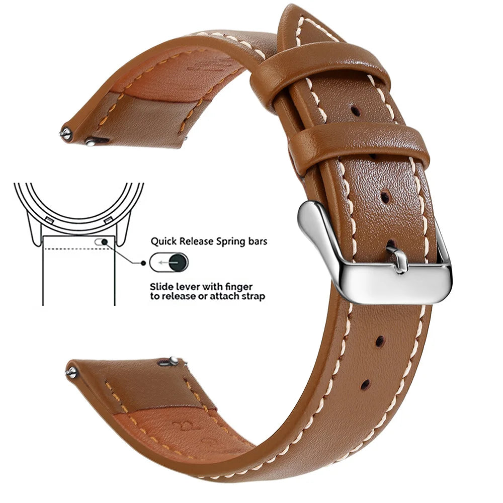 Top Grain Genuine Leather Watch Strap – 12–24mm, Quick Release