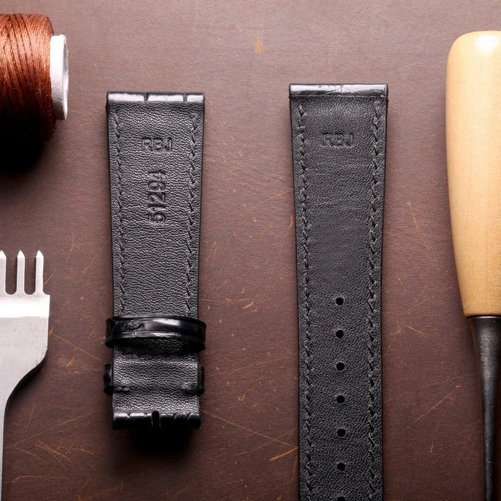 Crocodile Leather Watch bands For IWC Portugues Pilot Black Alligator Grain Bracelet Replacement Wrist Strap 20mm 21mm 22mm