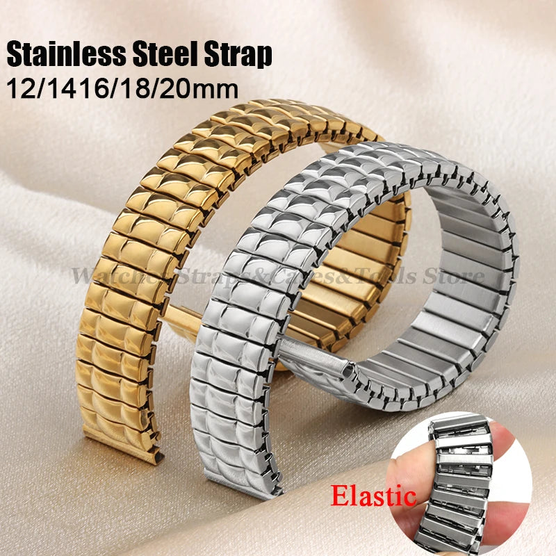 Stainless Steel Expansion Watch Band – 12–20mm, Unisex Metal Strap