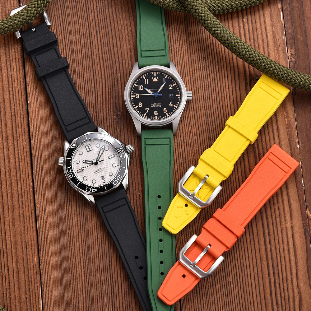 Premium Grade Fluororubber FKM 20mm 21mm 22mm Watch Strap Diving Waterproof Quick Release Watchbands