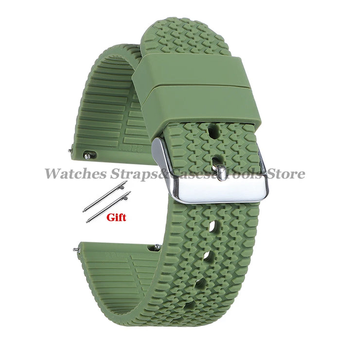 Soft Silicone Rubber Watch Band 18–24mm for Omega & Huawei (Quick
