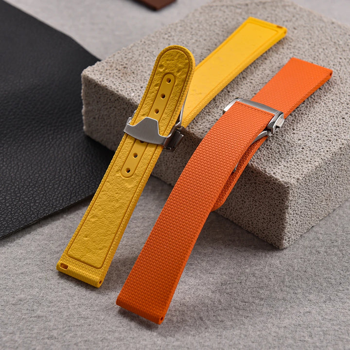 JUELONG Premium Grade Soft FKM Rubber Watch Strap Perfect Fit Flat End Universal Quick Release Straps 20mm Watchbands